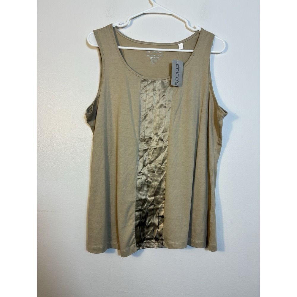 New! Chicos XL Tank Top Tan Cotton‎ Silk Blend Office Career